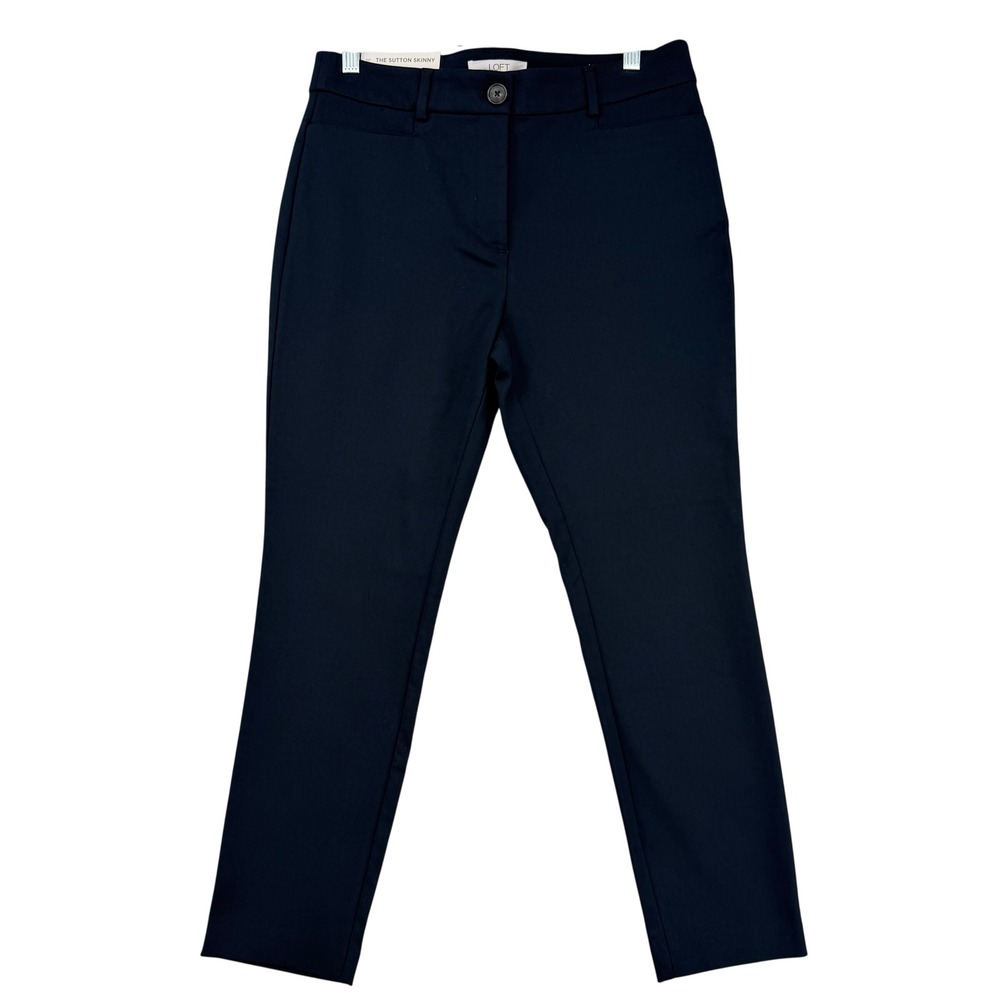 NWT Loft The Sutton Skinny Pants Navy Blue Petite 8P Stretch Cotton Blend